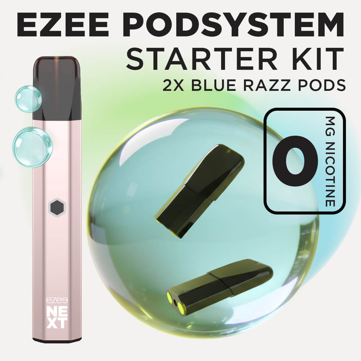 Ezee Next ポッド スターターキット ベージュ – ブルーラズアイス 0mg