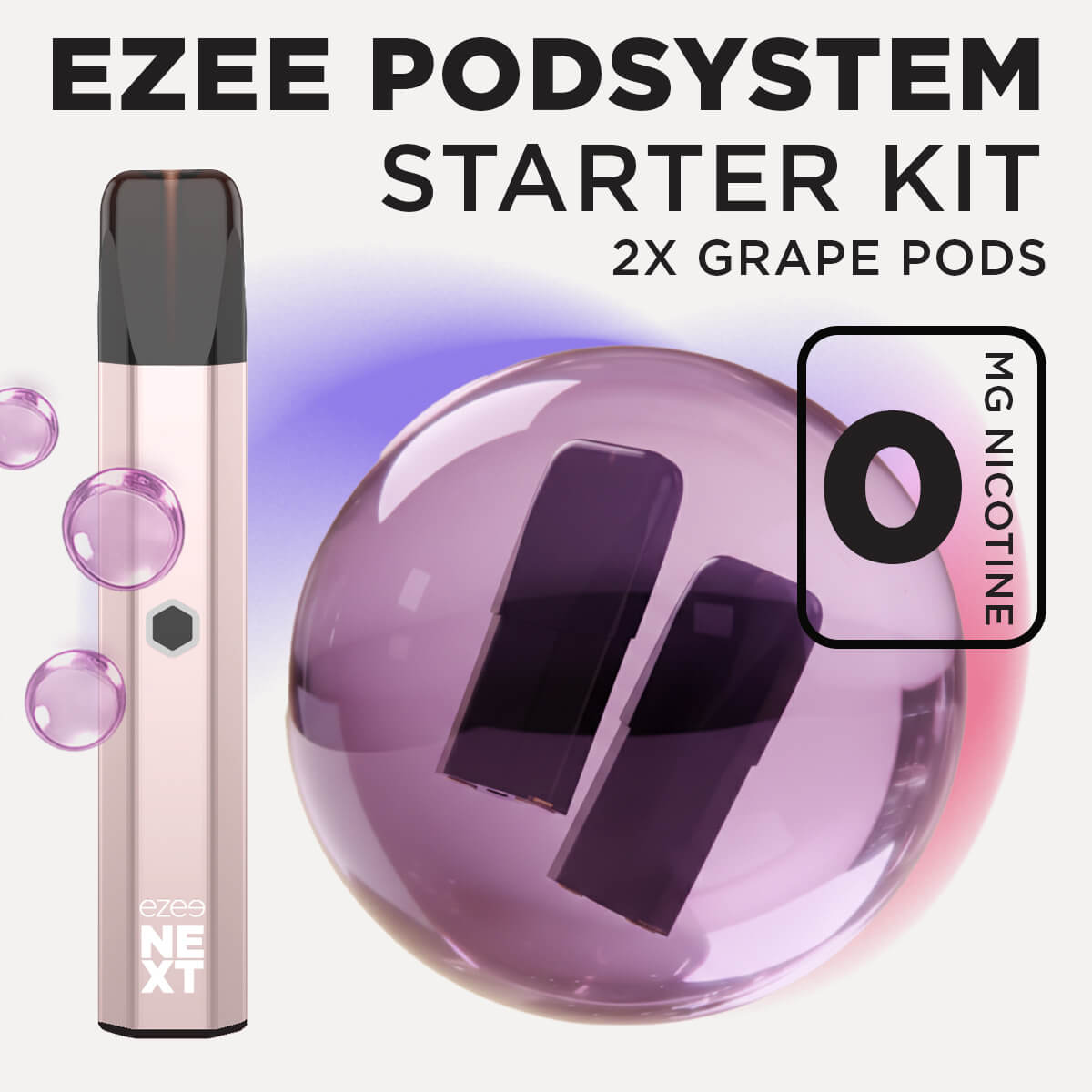 Ezee Next ポッド スターターキット ベージュ – グレープアイス 0mg