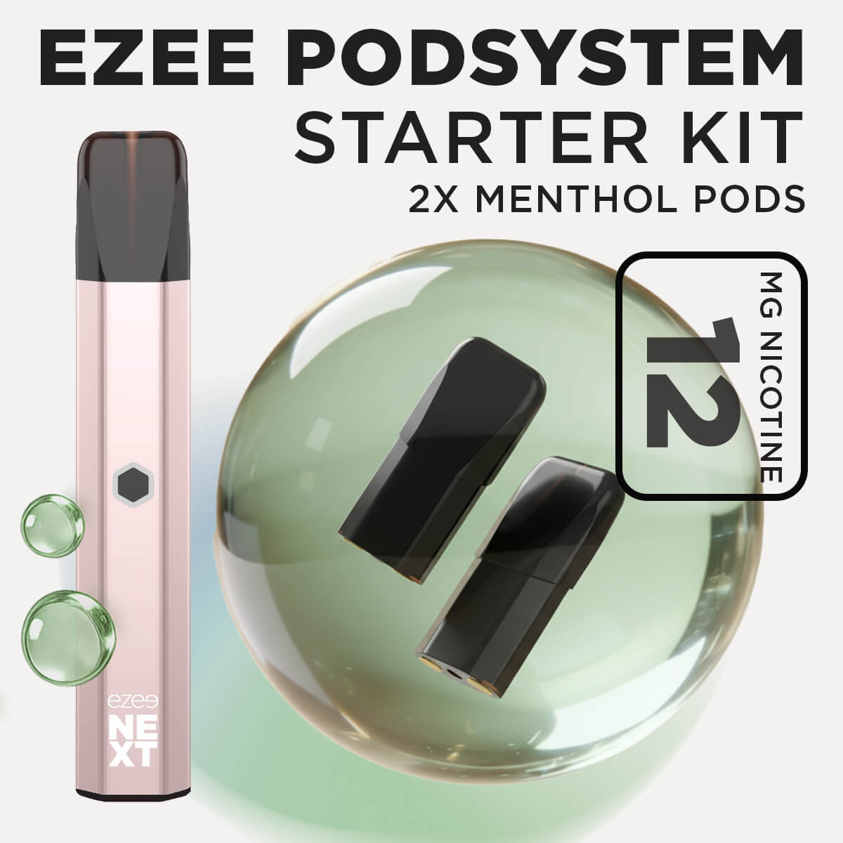 Ezee Next ポッド スターターキット ベージュ – メンソール 12mg