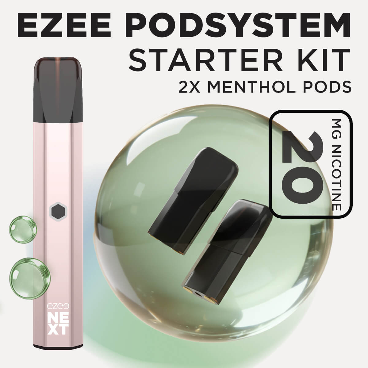 Ezee Next ポッド スターターキット ベージュ – メンソール 20mg