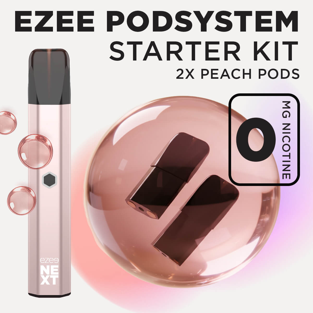 Ezee Next ポッド スターターキット ベージュ – ピーチアイス 0mg