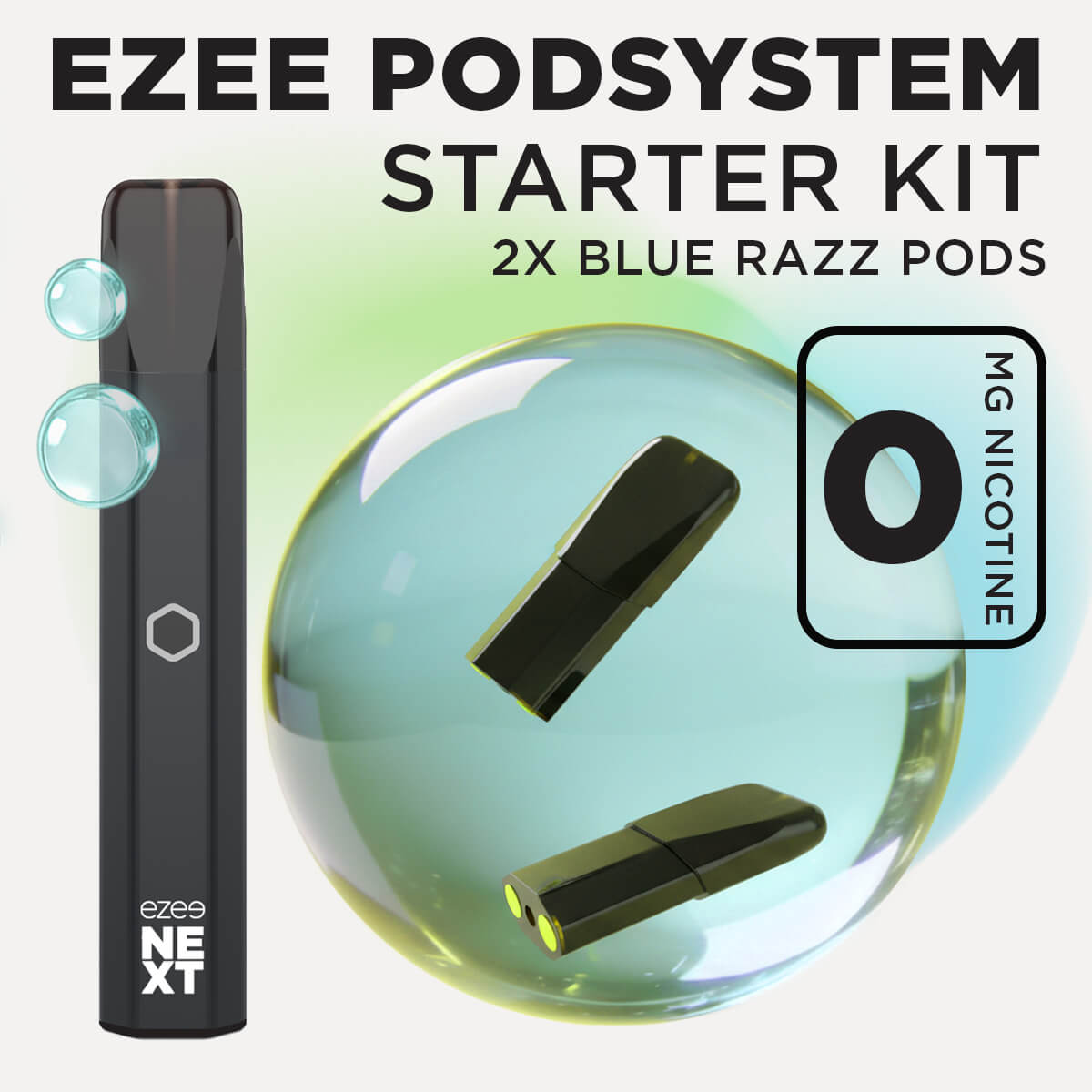 Ezee Next ポッド スターターキット ブラック – ブルーラズアイス 0mg