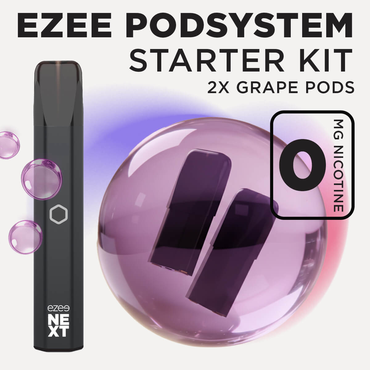 Ezee Next ポッド スターターキット ブラック – グレープアイス 0mg