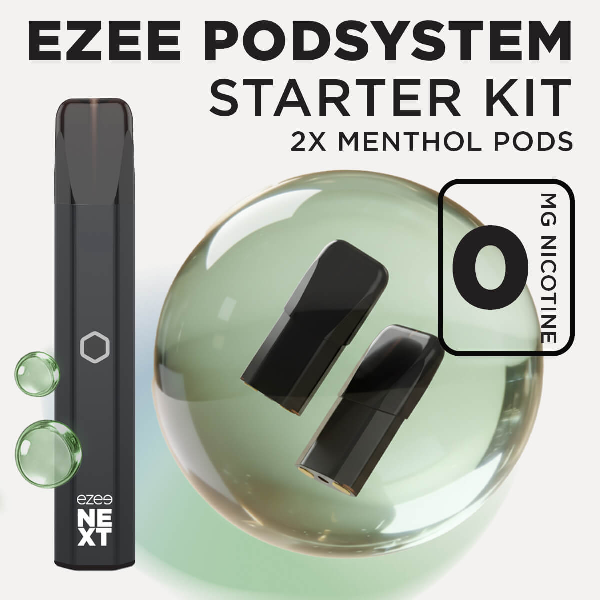 Ezee Next ポッド スターターキット ブラック – メンソール 0mg