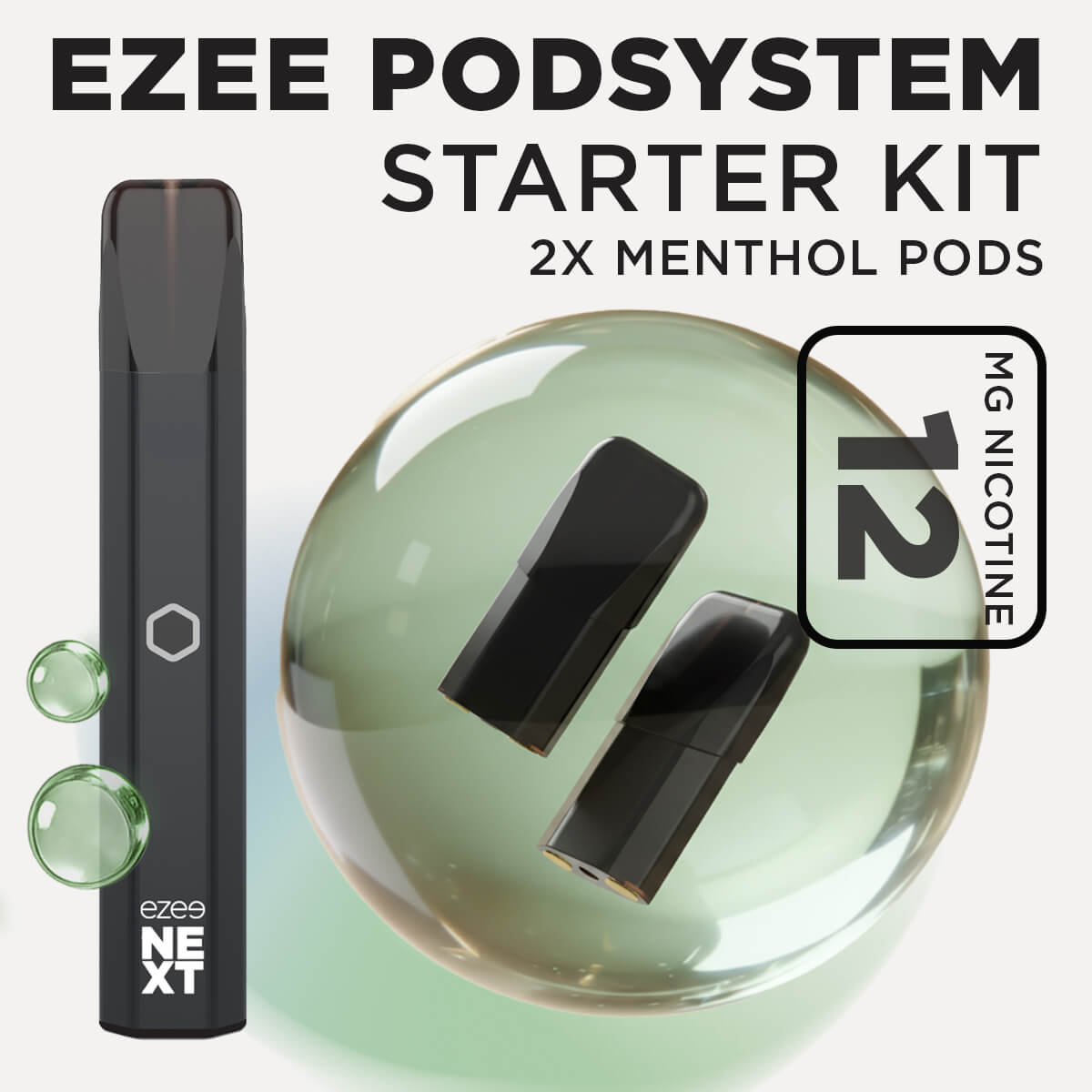 Ezee Next ポッド スターターキット ブラック – メンソール 12mg