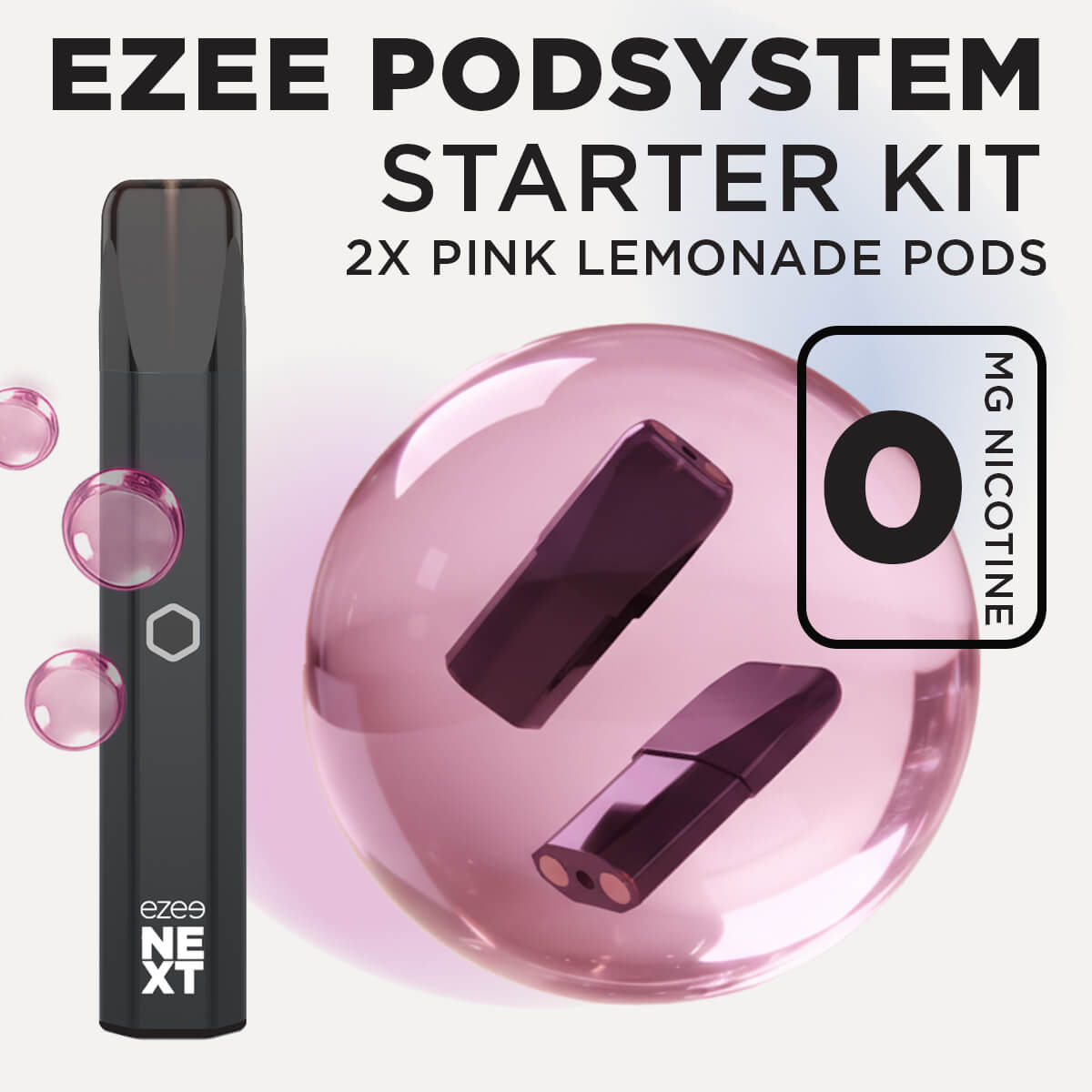 Ezee Next ポッド スターターキット ブラック – ピンクレモネード 0mg