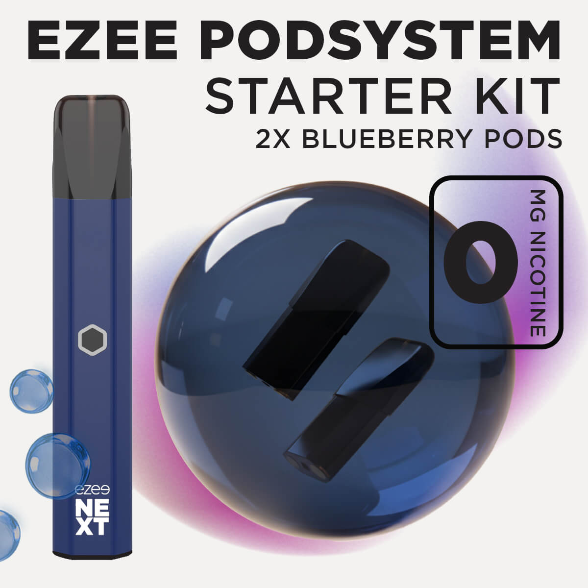 Ezee Next ポッド スターターキット ブルー – ブルーベリー 0mg