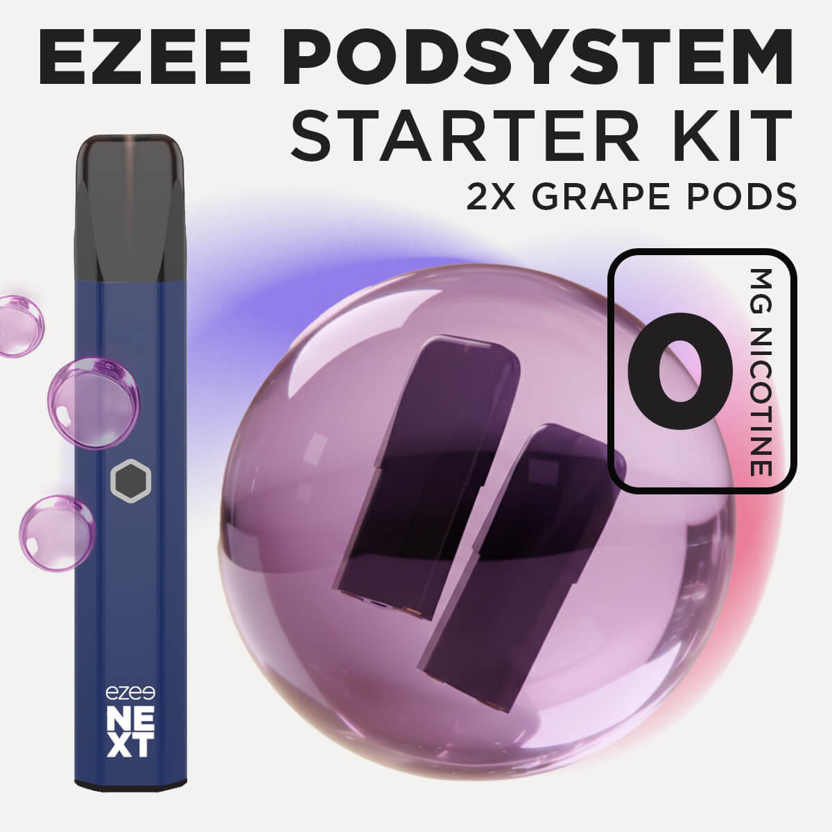 Ezee Next ポッド スターターキット ブルー – グレープアイス 0mg