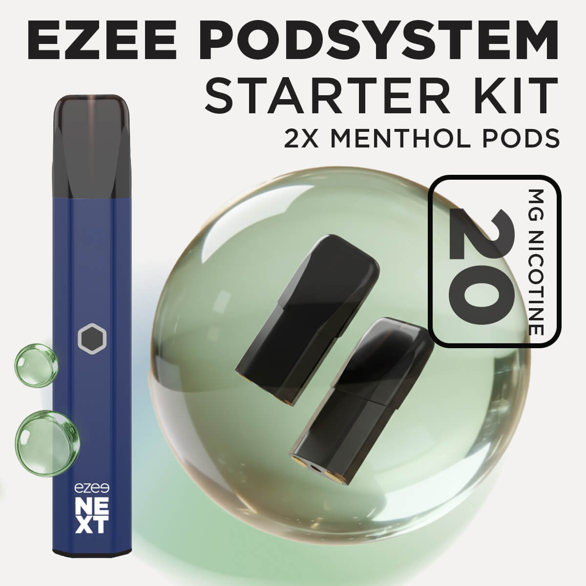 Ezee Next ポッド スターターキット ブルー – メンソール 20mg