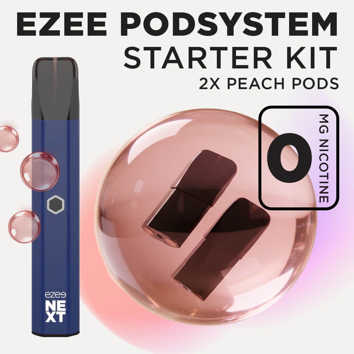 Ezee Next ポッド スターターキット ブルー – ピーチアイス 0mg