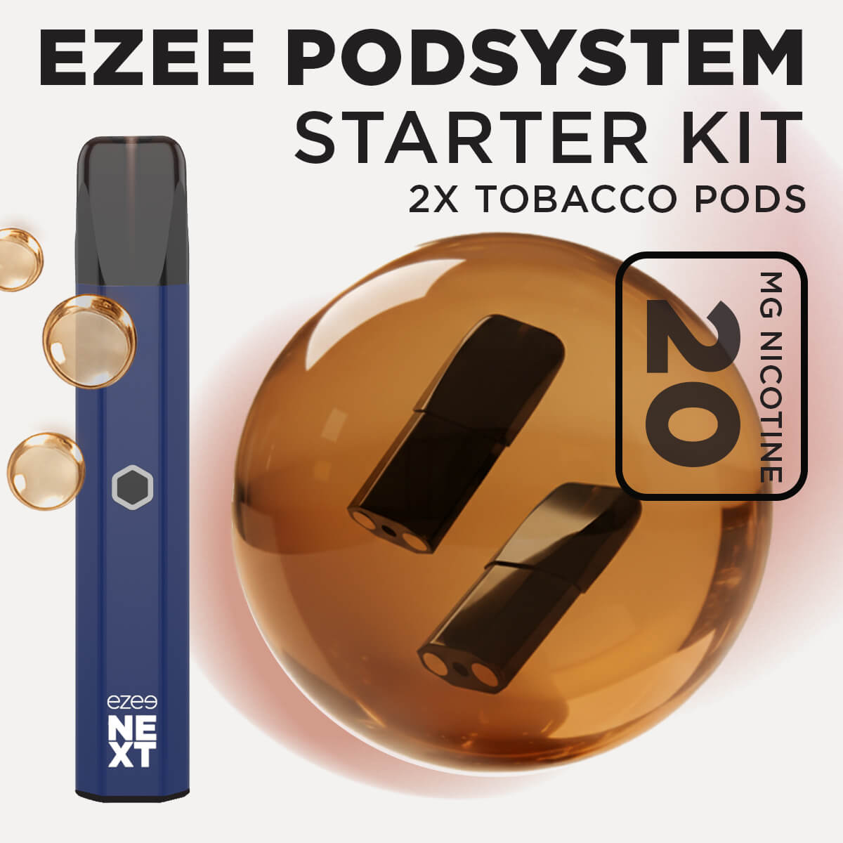 Ezee Next ポッド スターターキット ブルー – タバコ 20mg