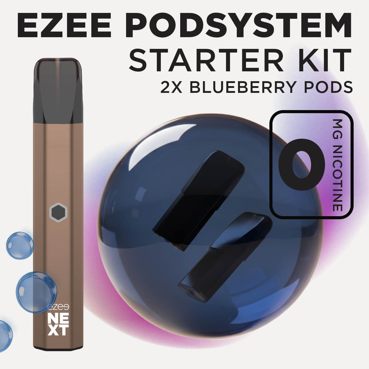 Ezee Next ポッド スターターキット ブラウン – ブルーベリー 0mg