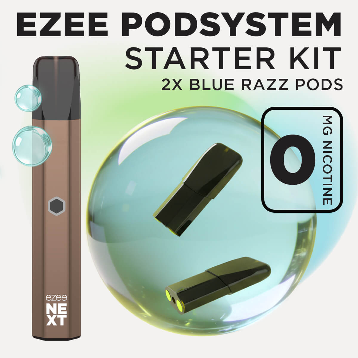 Ezee Next ポッド スターターキット ブラウン – ブルーラズアイス 0mg