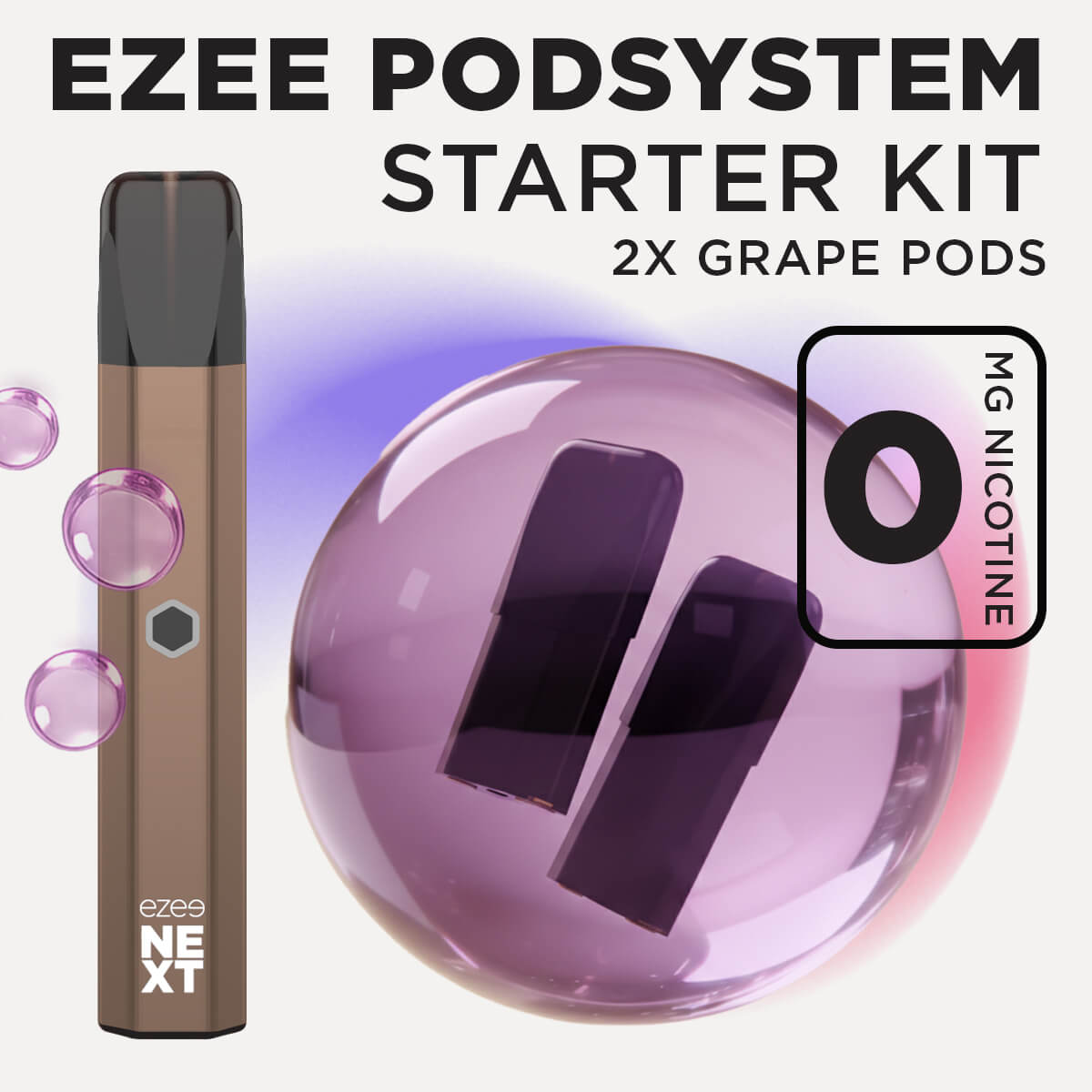 Ezee Next ポッド スターターキット ブラウン – グレープアイス 0mg