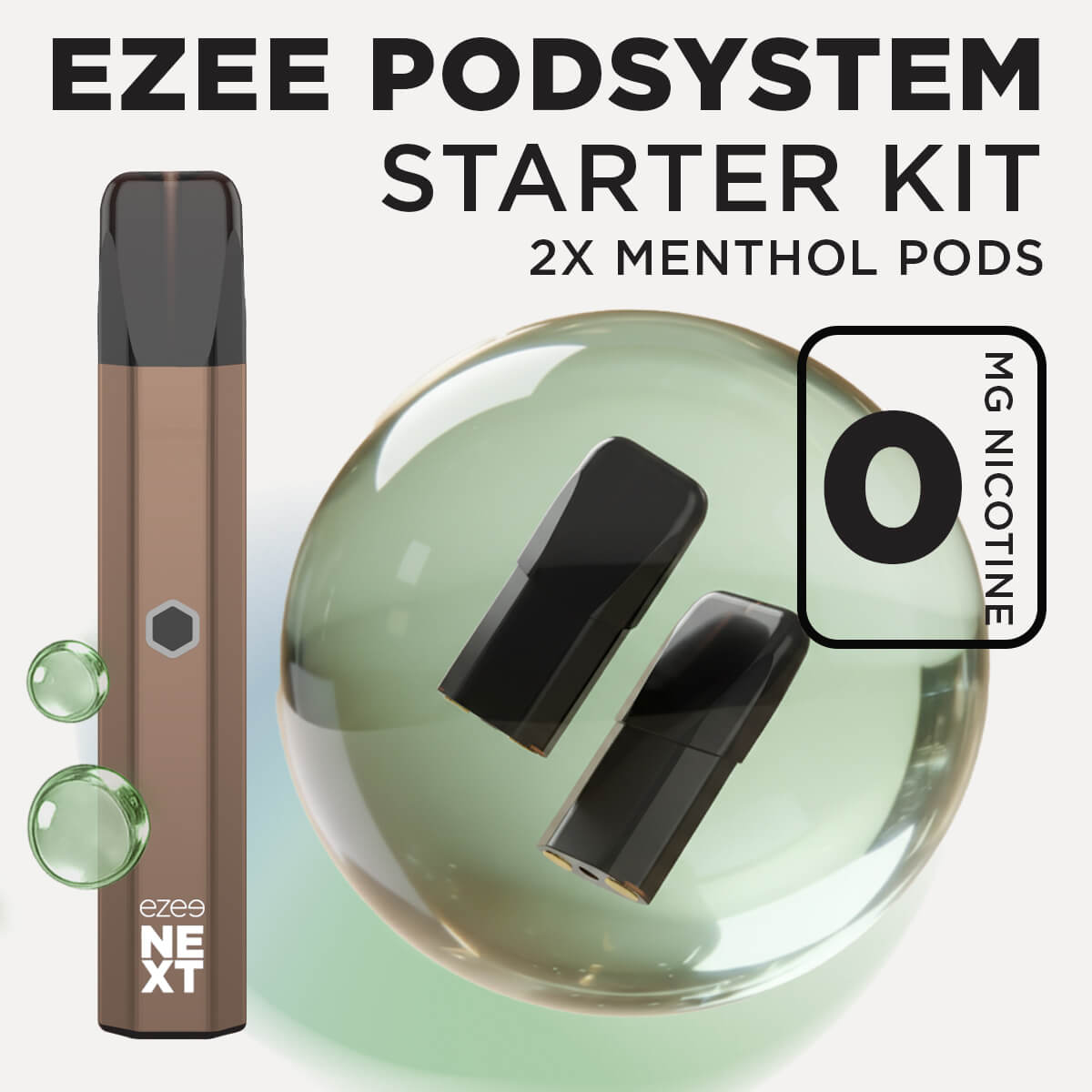 Ezee Next ポッド スターターキット ブラウン – メンソール 0mg