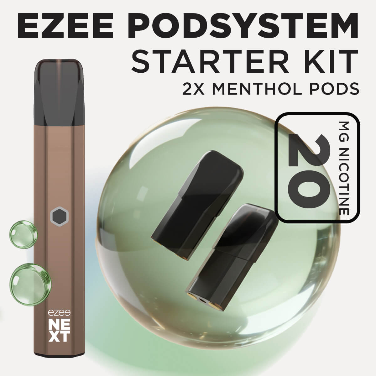 Ezee Next ポッド スターターキット ブラウン – メンソール 20mg