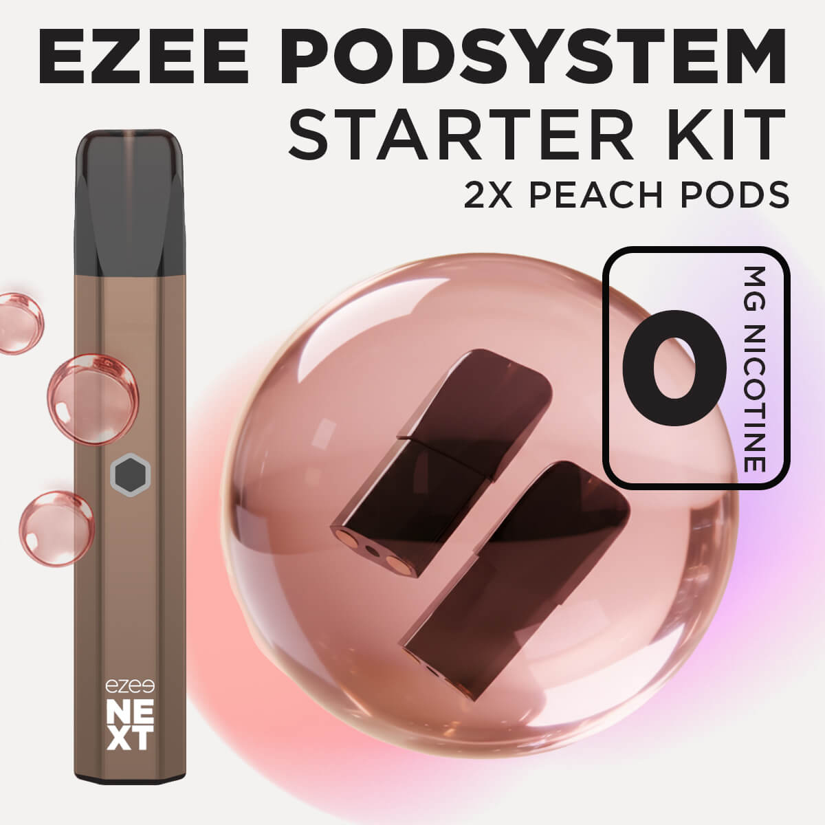 Ezee Next ポッド スターターキット ブラウン – ピーチアイス 0mg