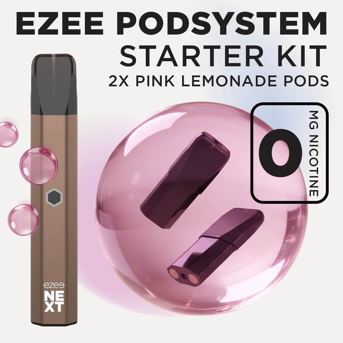 Ezee Next ポッド スターターキット ブラウン – ピンクレモネード 0mg
