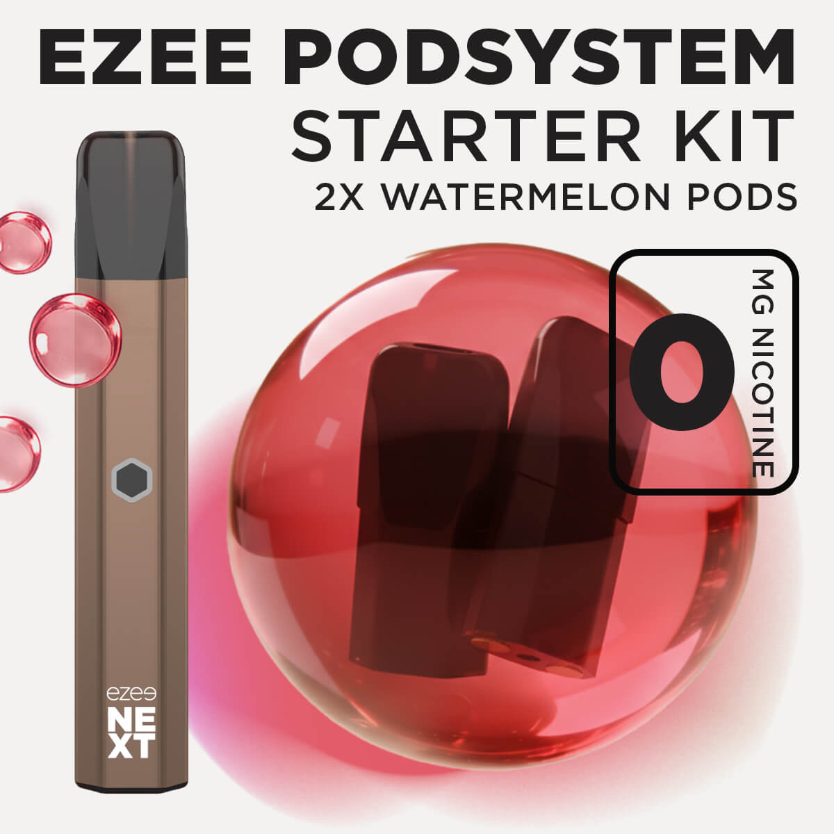 Ezee Next ポッド スターターキット ブラウン – ウォーターメロンアイス 0mg