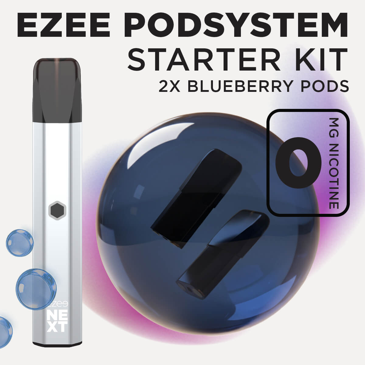 Ezee Next ポッド スターターキット シルバー – ブルーベリー 0mg