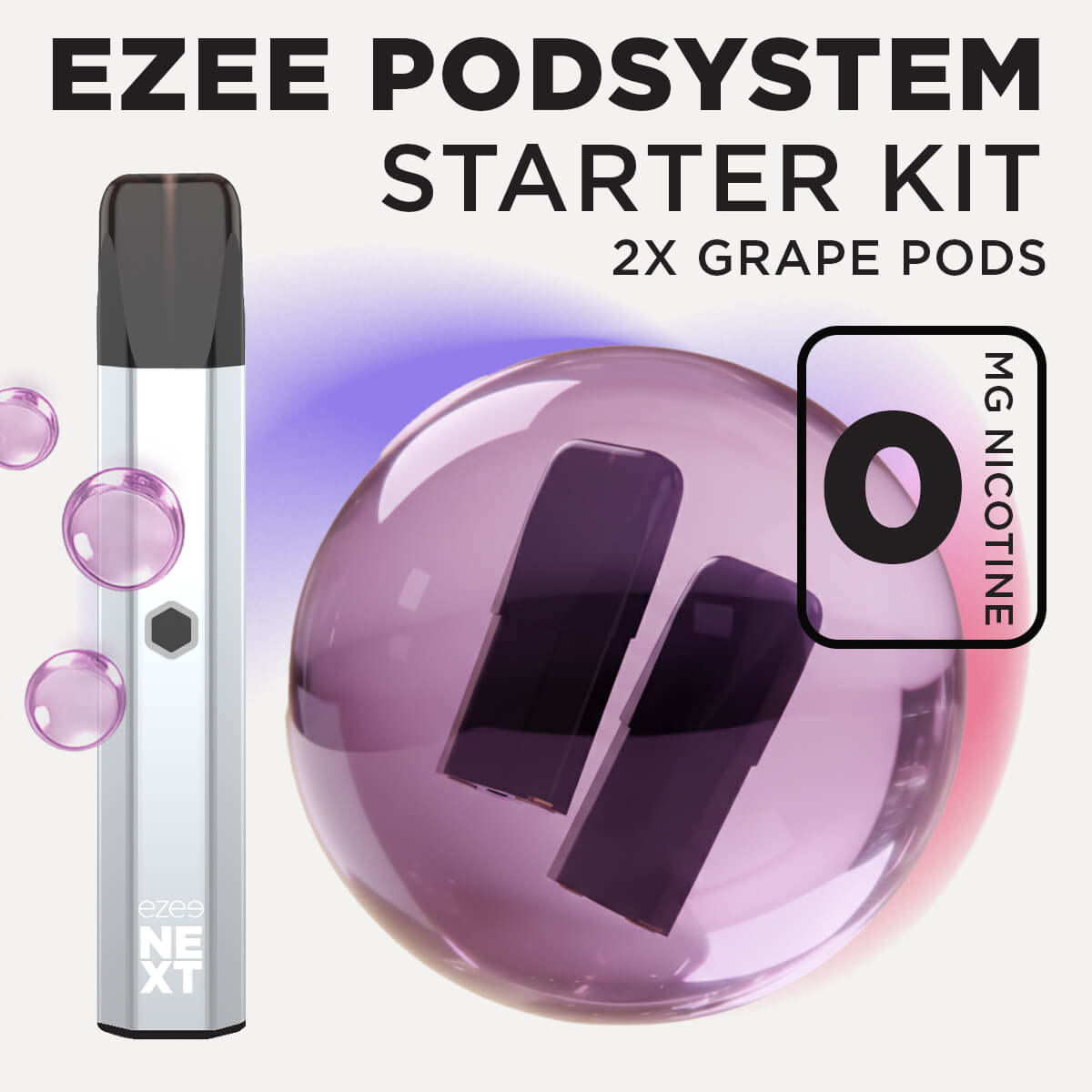 Ezee Next ポッド スターターキット シルバー – グレープアイス 0mg