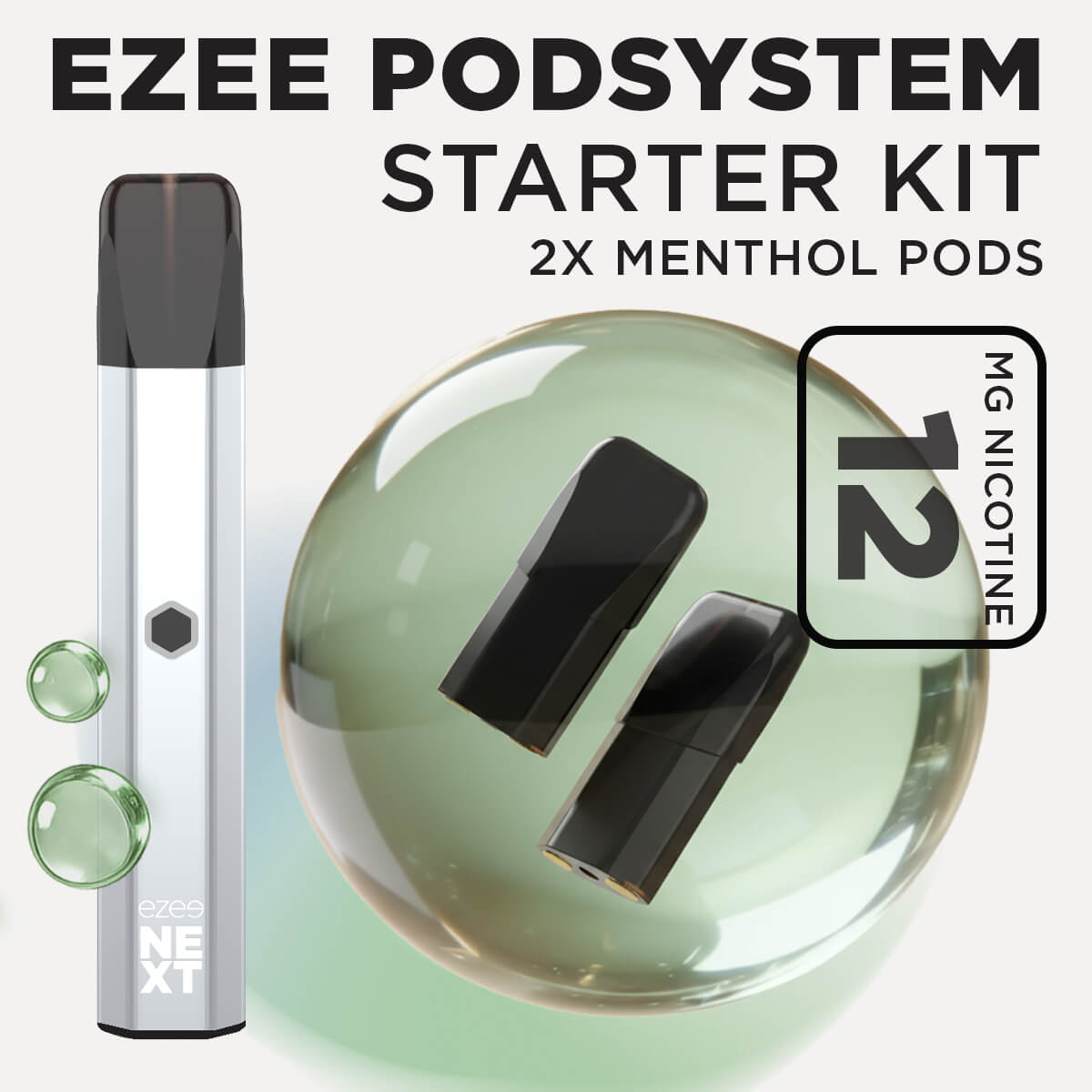 Ezee Next ポッド スターターキット シルバー – メンソール 12mg