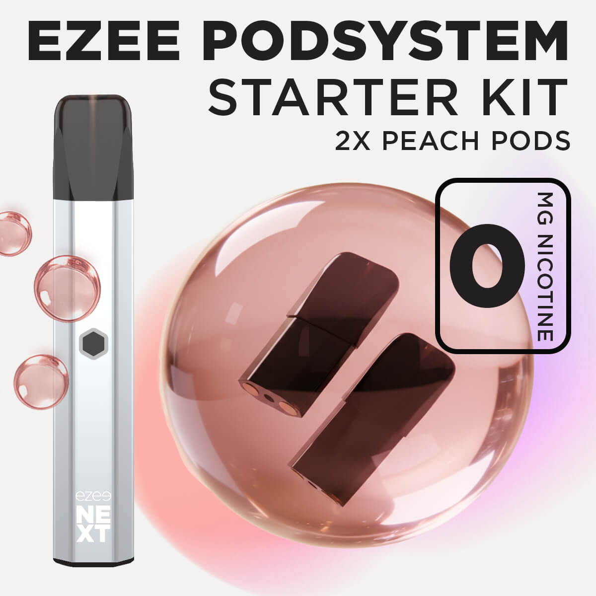 Ezee Next ポッド スターターキット シルバー – ピーチアイス 0mg