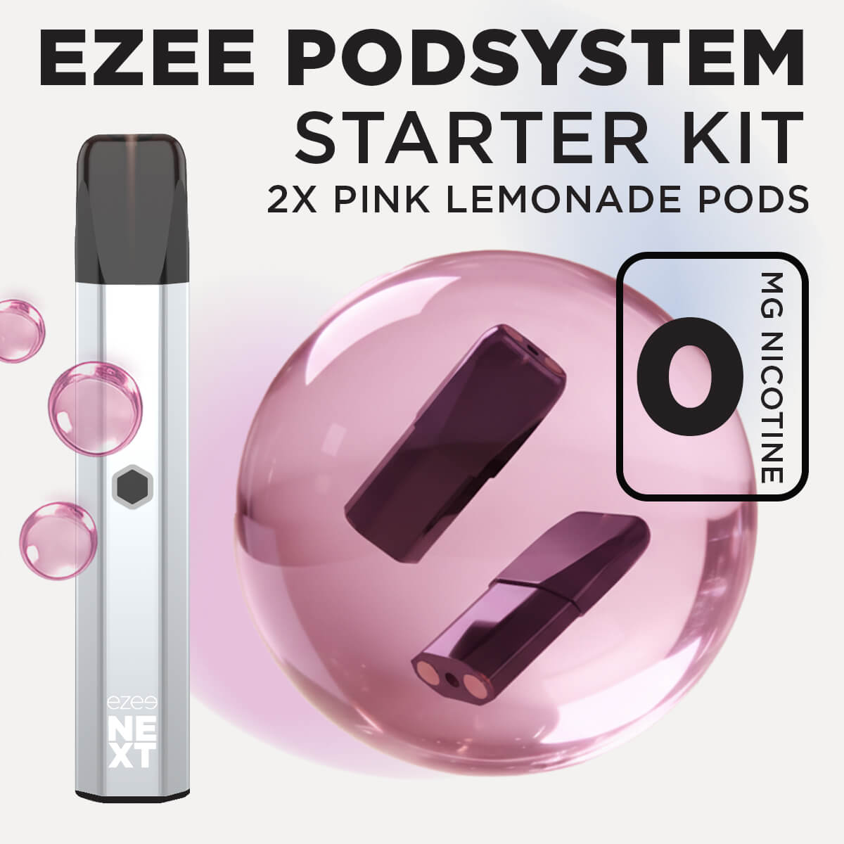 Ezee Next ポッド スターターキット シルバー – ピンクレモネード 0mg
