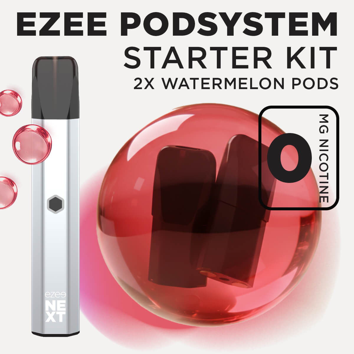 Ezee Next ポッド スターターキット シルバー – ウォーターメロンアイス 0mg